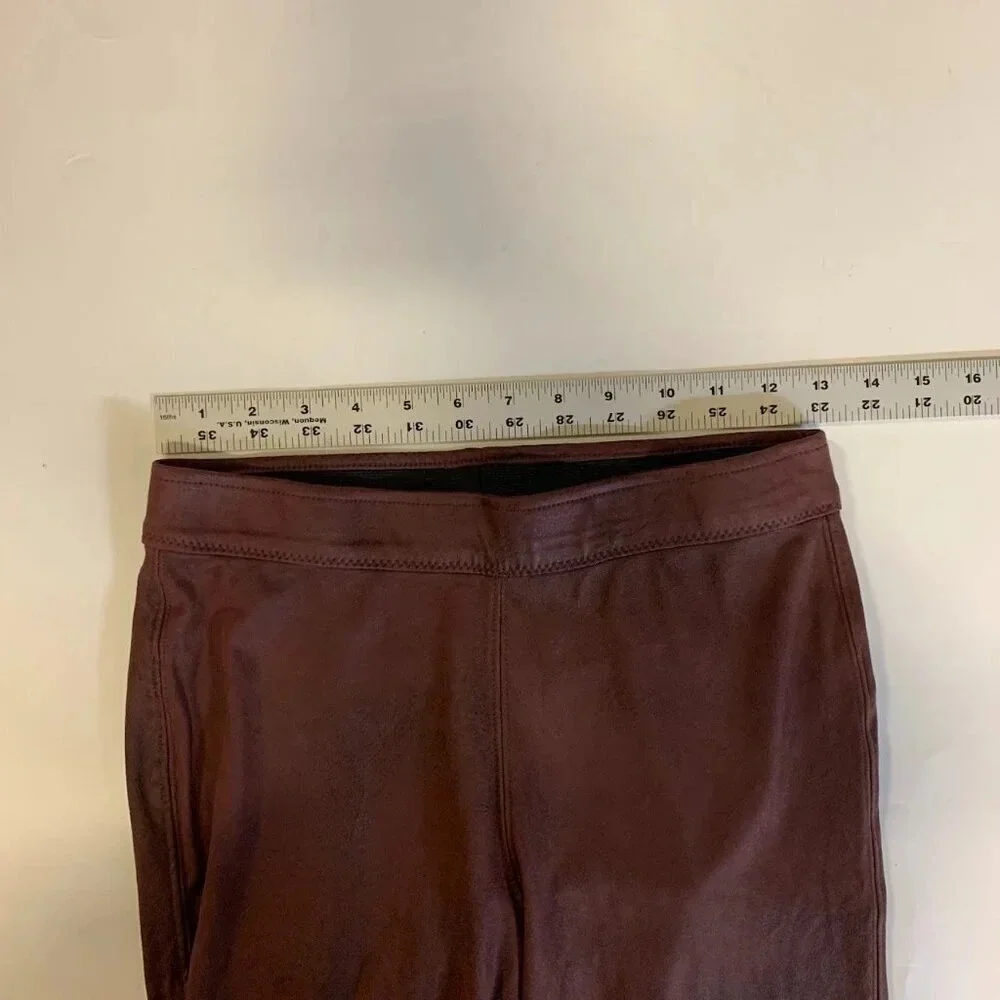 Free People Women's Faux Leather‎ Mid Rise Vegan Leggings In Wine Size 25